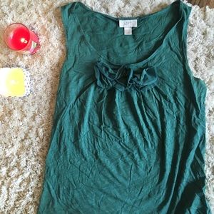 Teal LOFT ruffle detail tank top